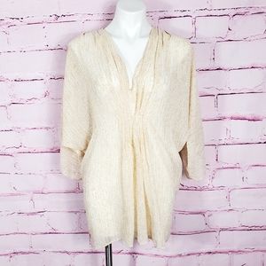 H&M Boho Cream Splatter Print Dolman Sleeve Tunic